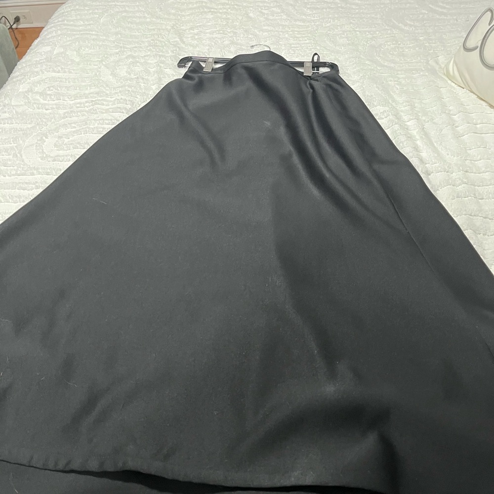 Tadashi Shoji Gray Maxi A-Line Skirt with Tie Front